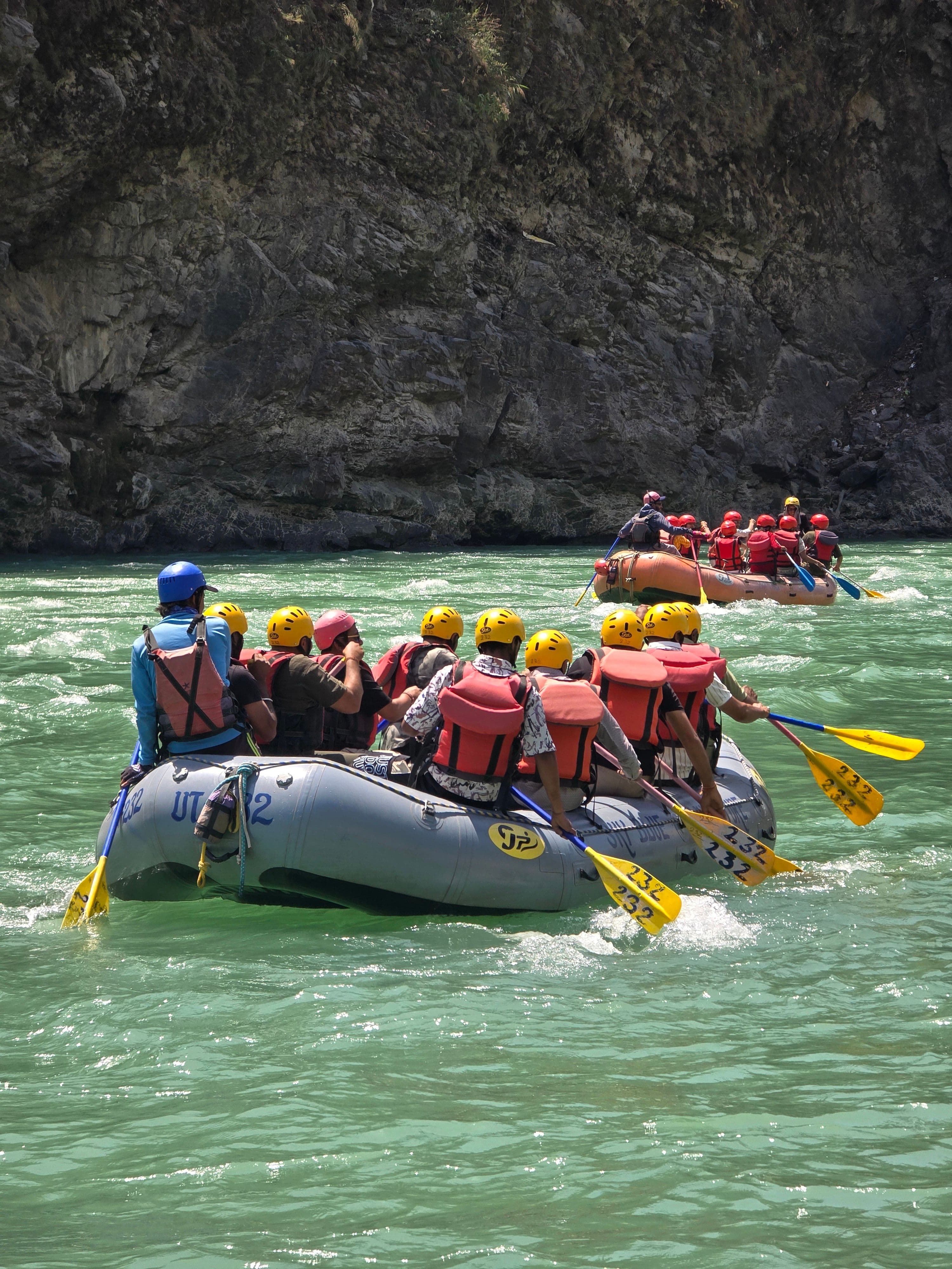 A raft running whitewater on a Himalayan river